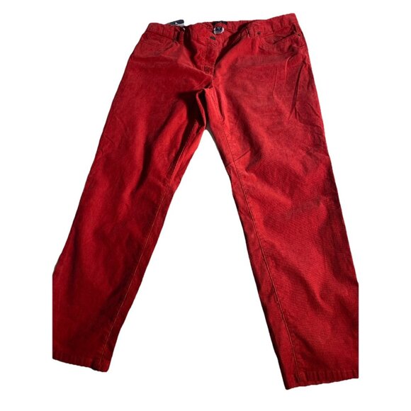Lands End Womans Vermilion Red Fit 1 Size 18 Straight Leg Corduroy Pants Pockets - Picture 12 of 13